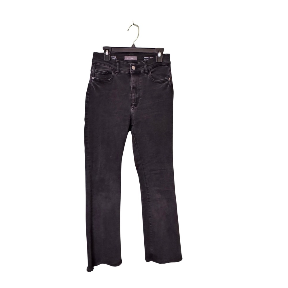 DL1961 Bridget Boot High Rise ‎ Black Jeans Frayed Hem Stretch Size 25 Festival